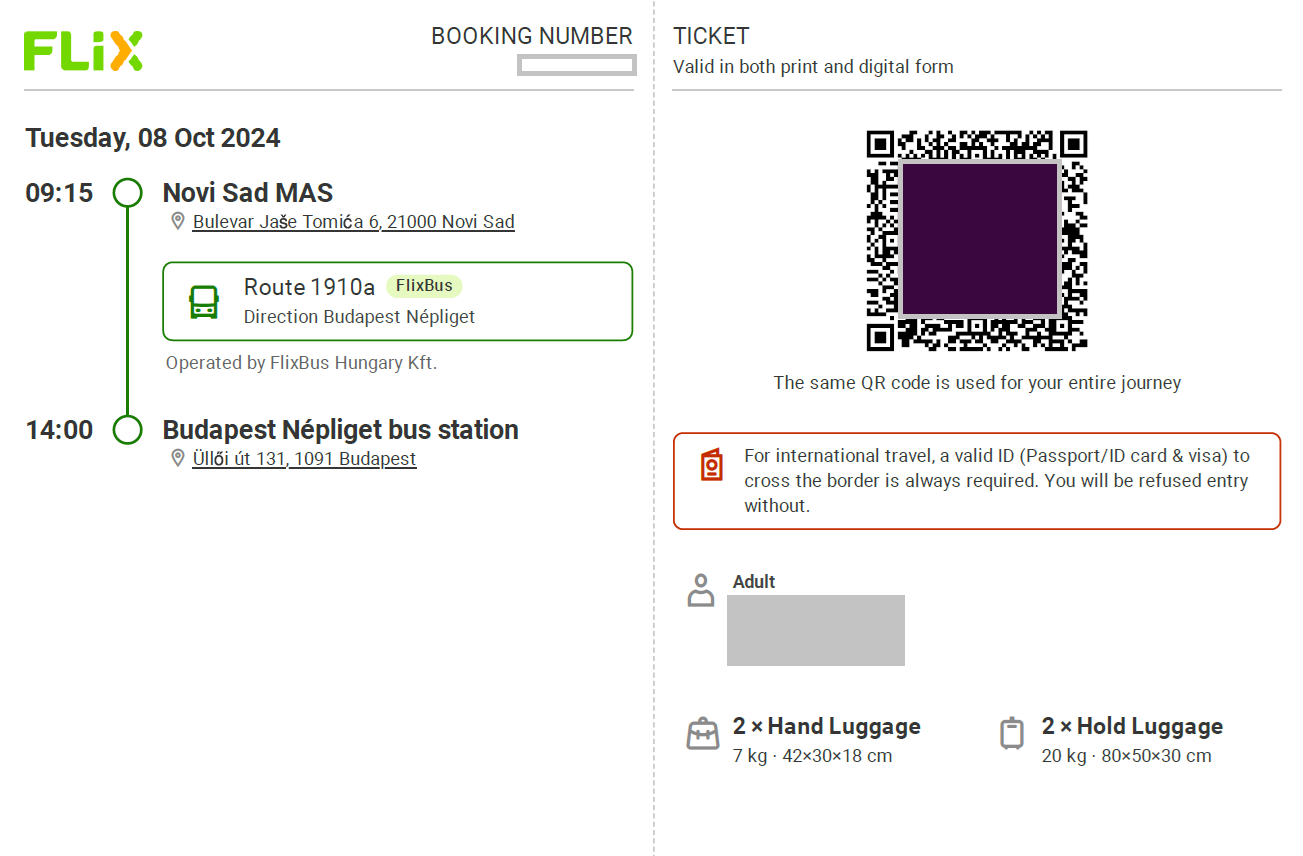 Flix Bus E-チケット